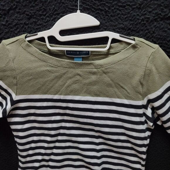 Karen Scott Womens Top Multi-Color Size Small Cotton Blend Striped Pullover - Picture 8 of 12